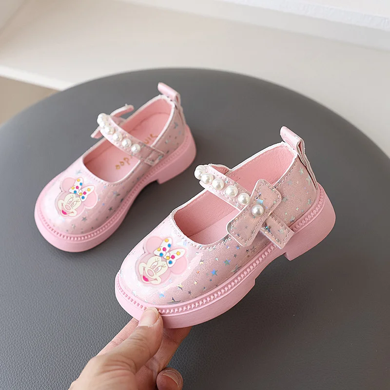 

Нескользящие сандалии с мягкой подошвой и Микки Маусом для девочек, детская обувь принцессы, весенне-осенняя обувь Disney для малышей