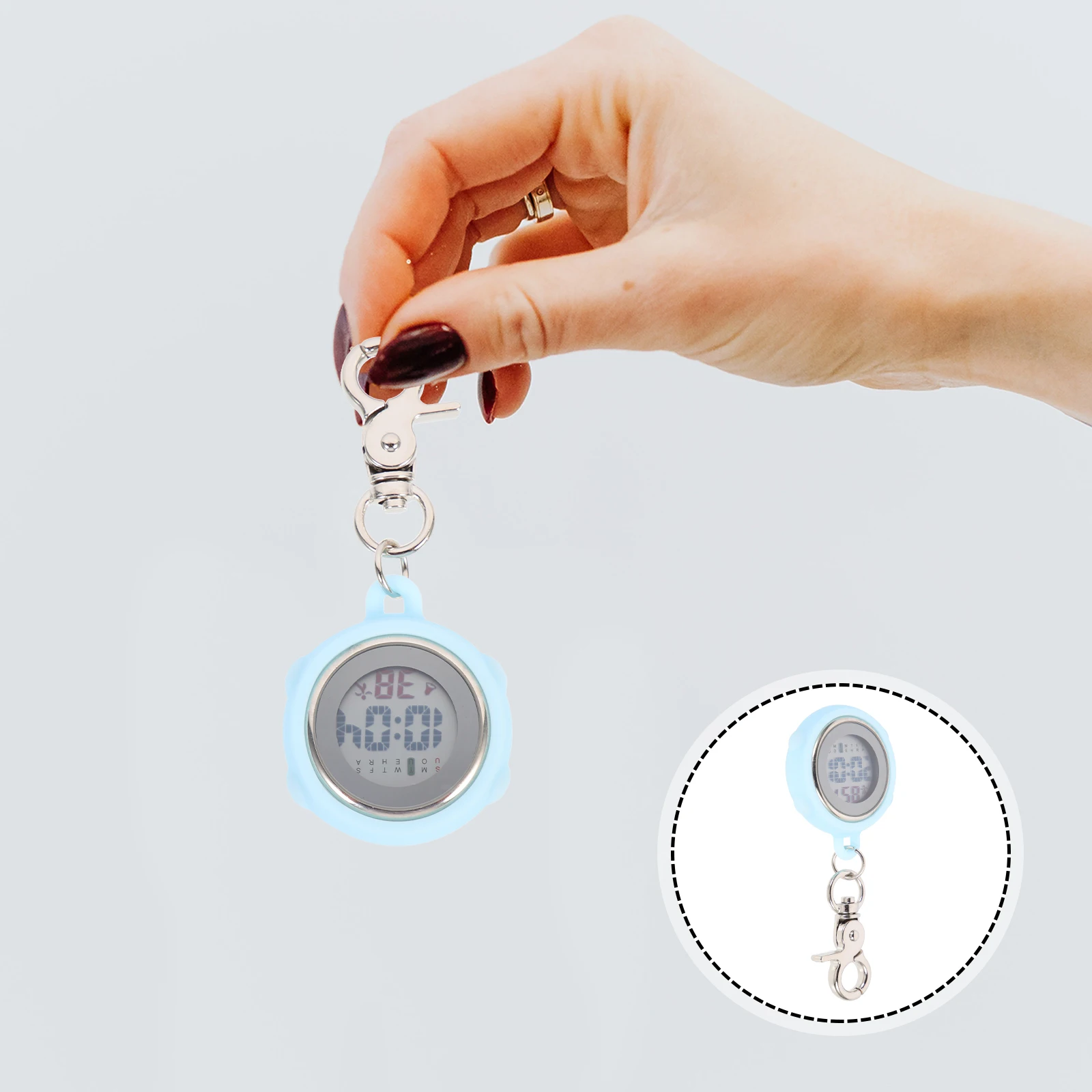 

Digital Hanging Watch Detachable Metal Head 24h Display Stopwatch Chronograph Luminous Week Student Nurse