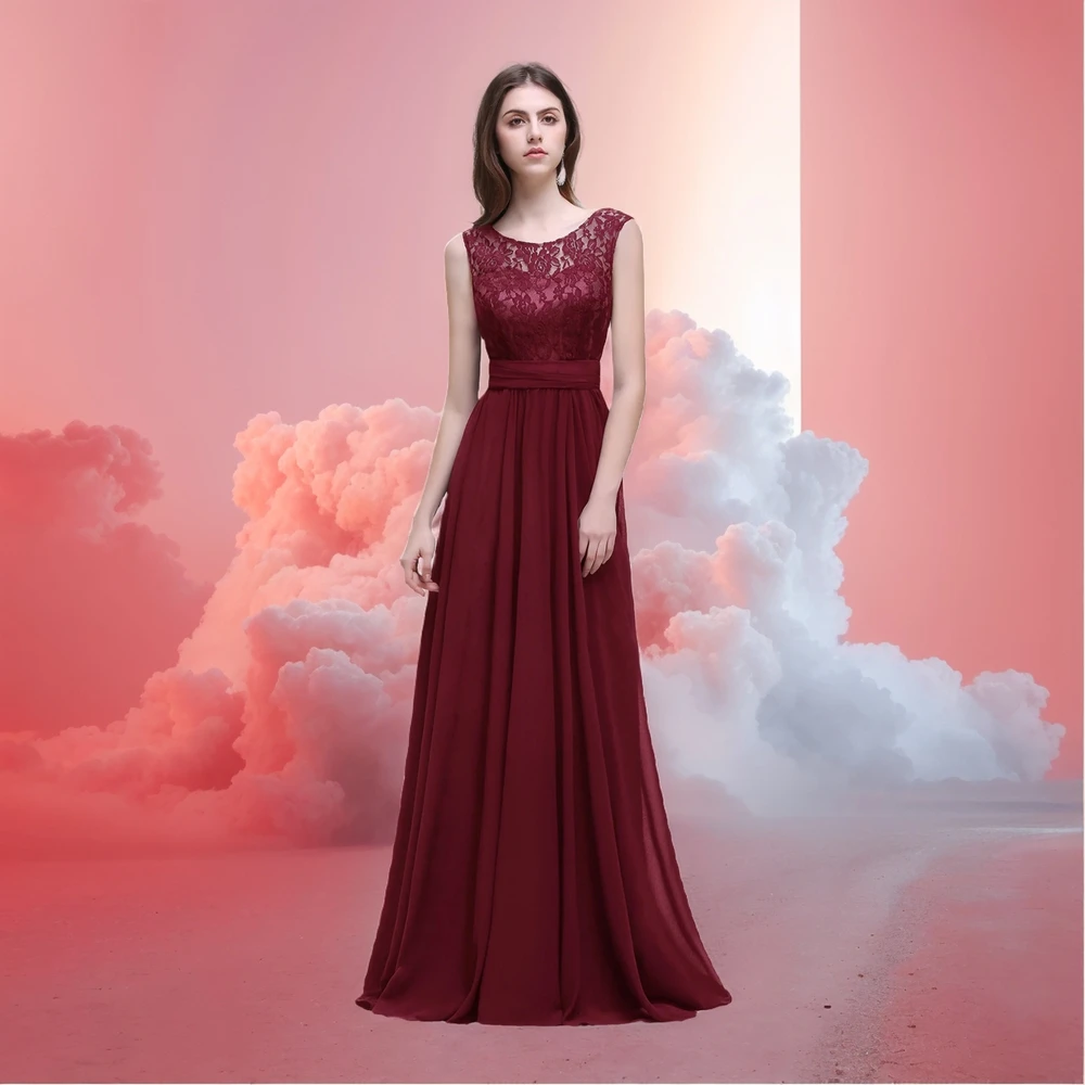 Plus Size Lace Bridesmaid Dresses For Women With Sexy V Back Long Cheap Wedding Formal Evening Party Prom Gowns Robe De Soiree