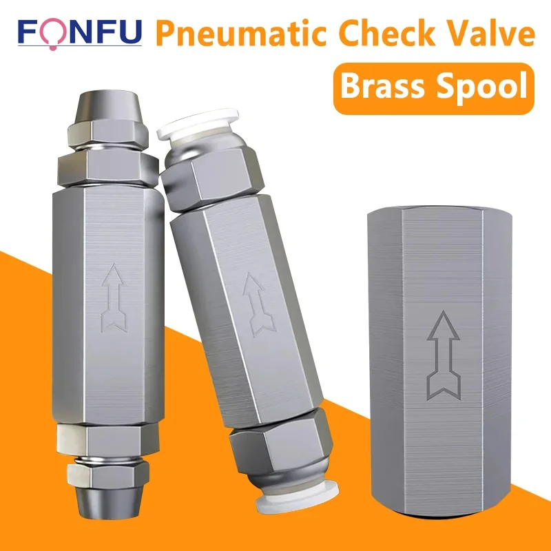 

Pneumatic Check Valve 6mm 8mm 10mm 1/4 OD Hose One Way Valve Air Gas Single Way Brass Valve Air Compressor Pipe Fitting Adapter