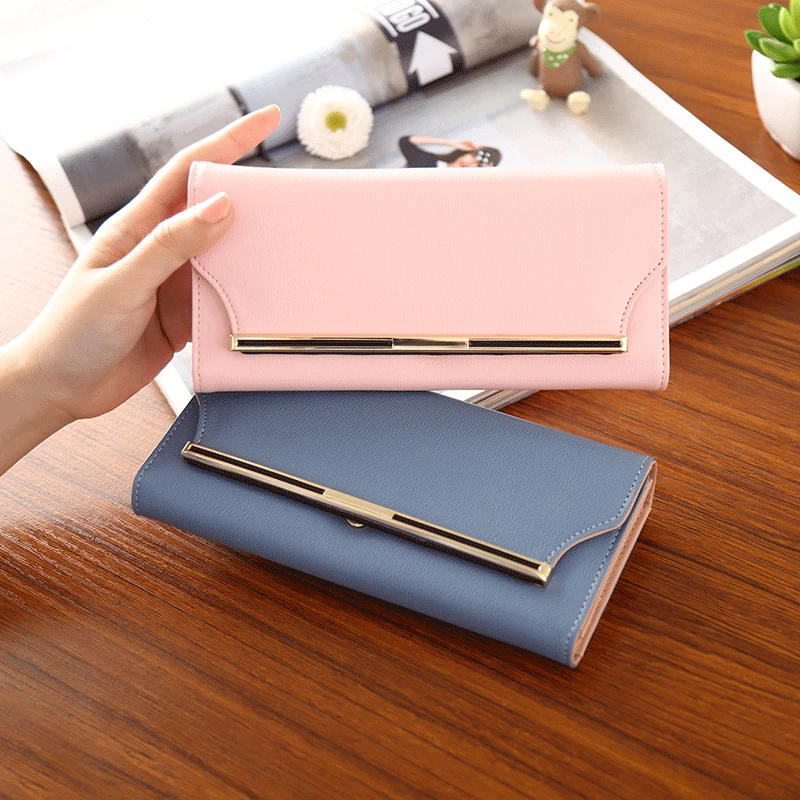 

Women Wallets Fashion Lady Handbags PU Leather Tri-fold Long Money Bag Zipper Coin Purse Cards ID Holder Clutch Female Wallet