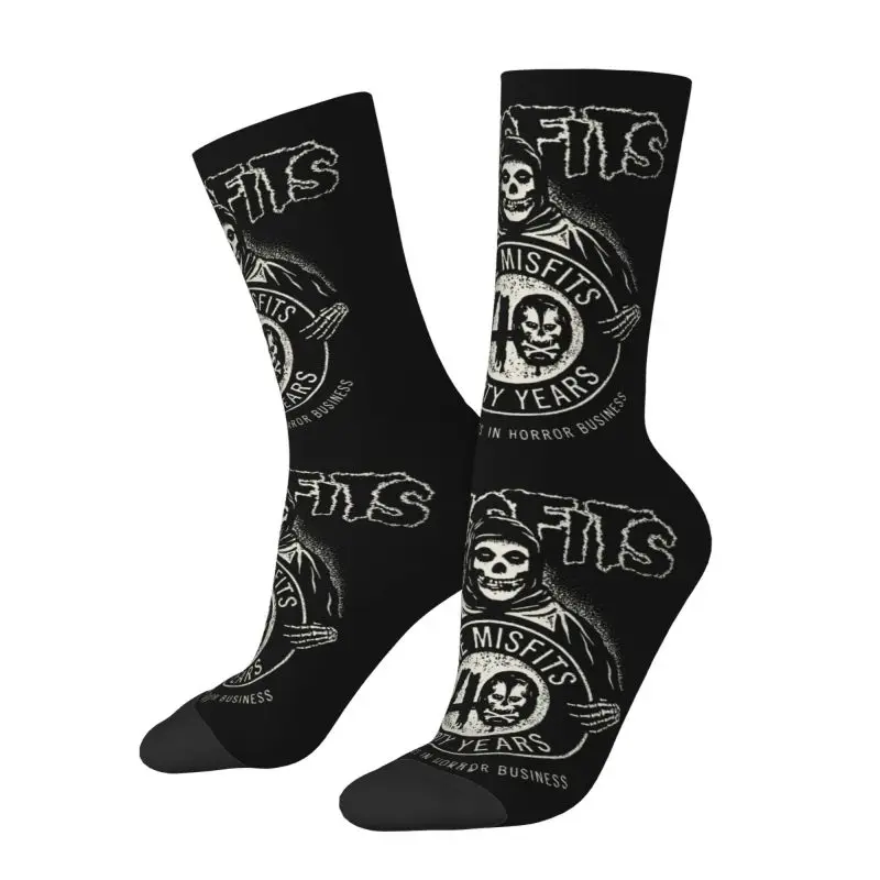 Custom Rock Punk Band Misfits Skull Face Dress Socks Men Women Warm Fashion Heavy Metal Crew Socks