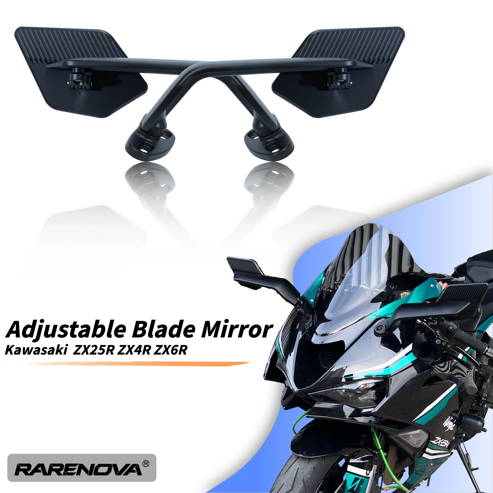 ZX-6R Windflügel-Rückspiegel für Kawasaki ZX25R ZX4R ZX6R Motorrad Seitenflügelspiegel Verstellbare Drehbare Rückspiegel