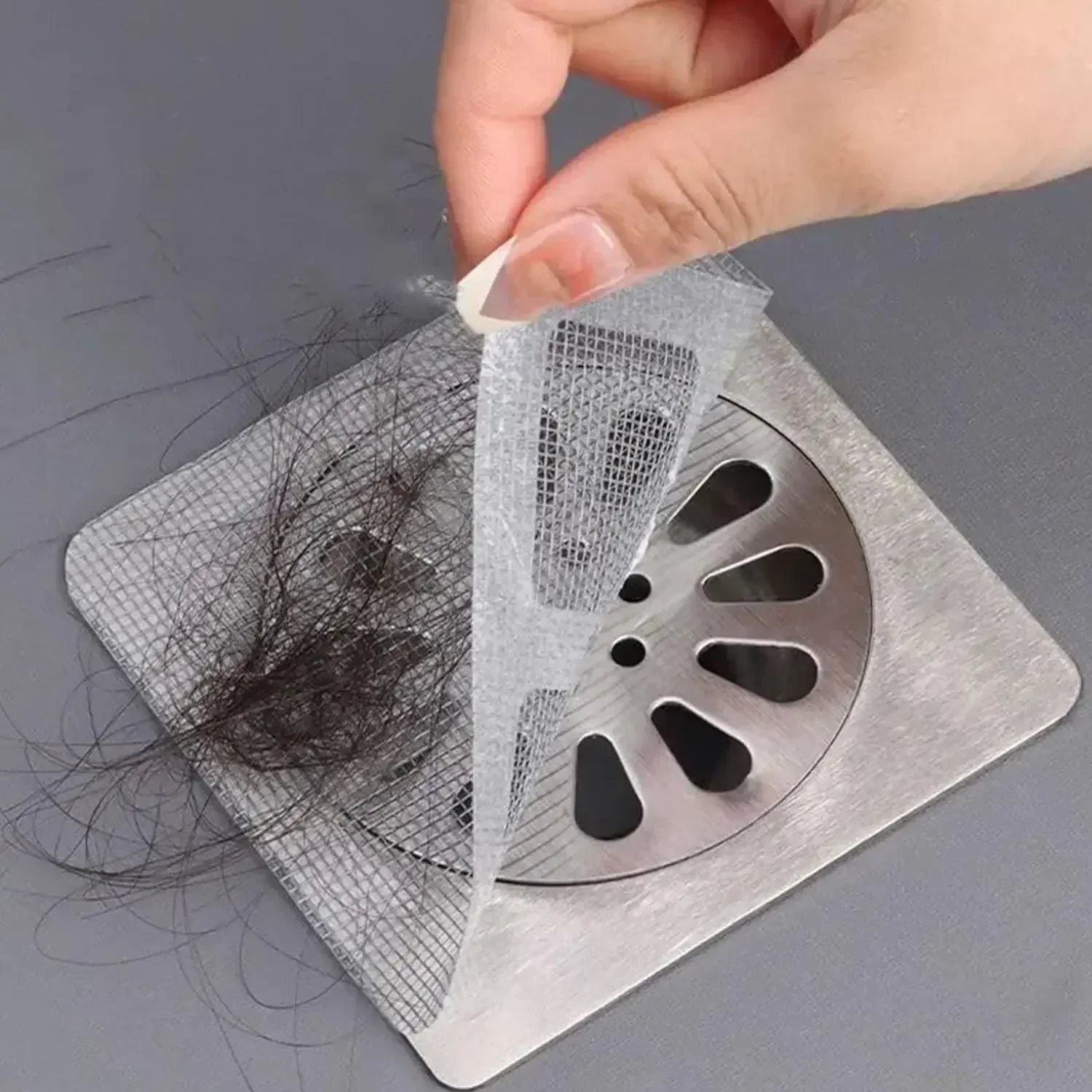 Disposable Hair Drain Catcher Mesh Anti-blocking Shower Bathroom Filter Stopper Floor Drains Sticker Window Screen Repair Patch