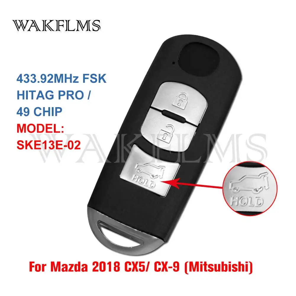 SKE13E-02 For Mazda CX-5 CX-9 2017 2018 433MHz PCF7945P Proximity Smart Remote Car Key Fob Keyless