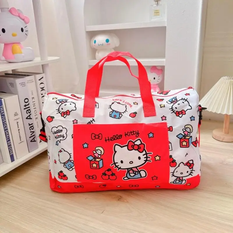 Sanrio Foldable Travel Bag Hello Kitty Cinnamoroll Kuromi Luggage Storage Case Portable Makeup Clothing Packing Bag Girls Gift