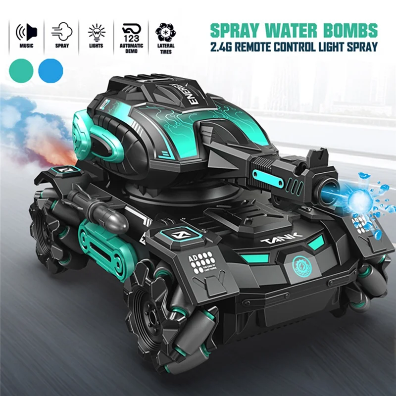 DELAM-Water Spray RC Car 2.4G Four-Wheel Stunt Launch Water Polo Tank For Boys Armoured Machine Vehicle