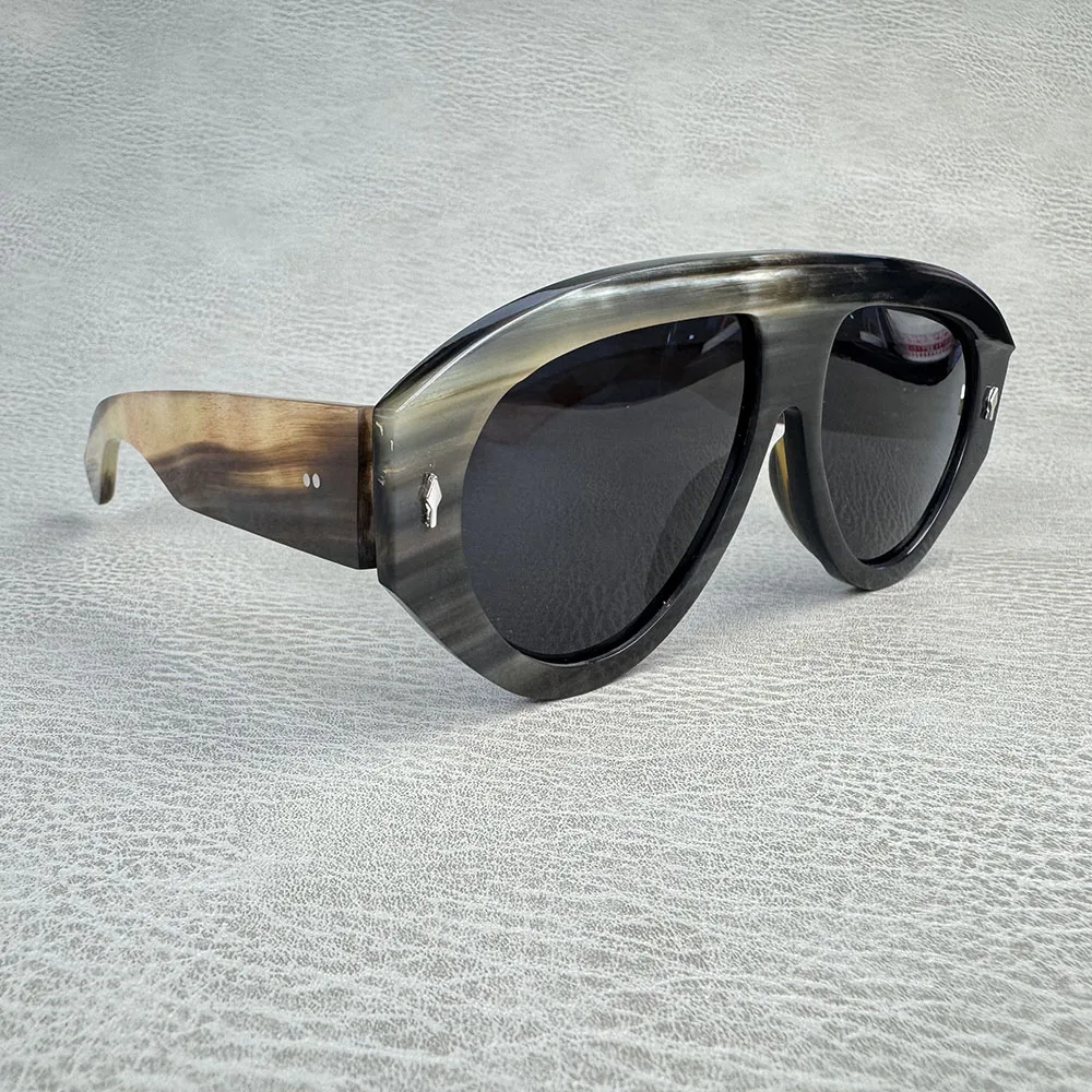 

Man Glasses Frames Oversize Vintage Aviator Arrow Handmade Natural Horn Men Sunglasses Women Myopia Optical Lenses Eyeglasses
