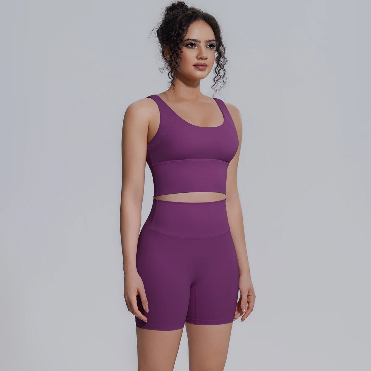 Solid Color Summer Yoga Set Woman's Sexy Backless Yoga Underwear with Chest Pad Quick-Dry Hip Push Up Fitness Shorts Sportswear
