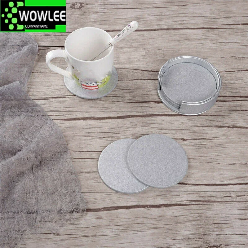 6PCS Hot Sale PU Leather Marble Coaster Drink Coffee Cup Mat Easy To Clean Placemats Round Tea Pad Table Holder Coasters