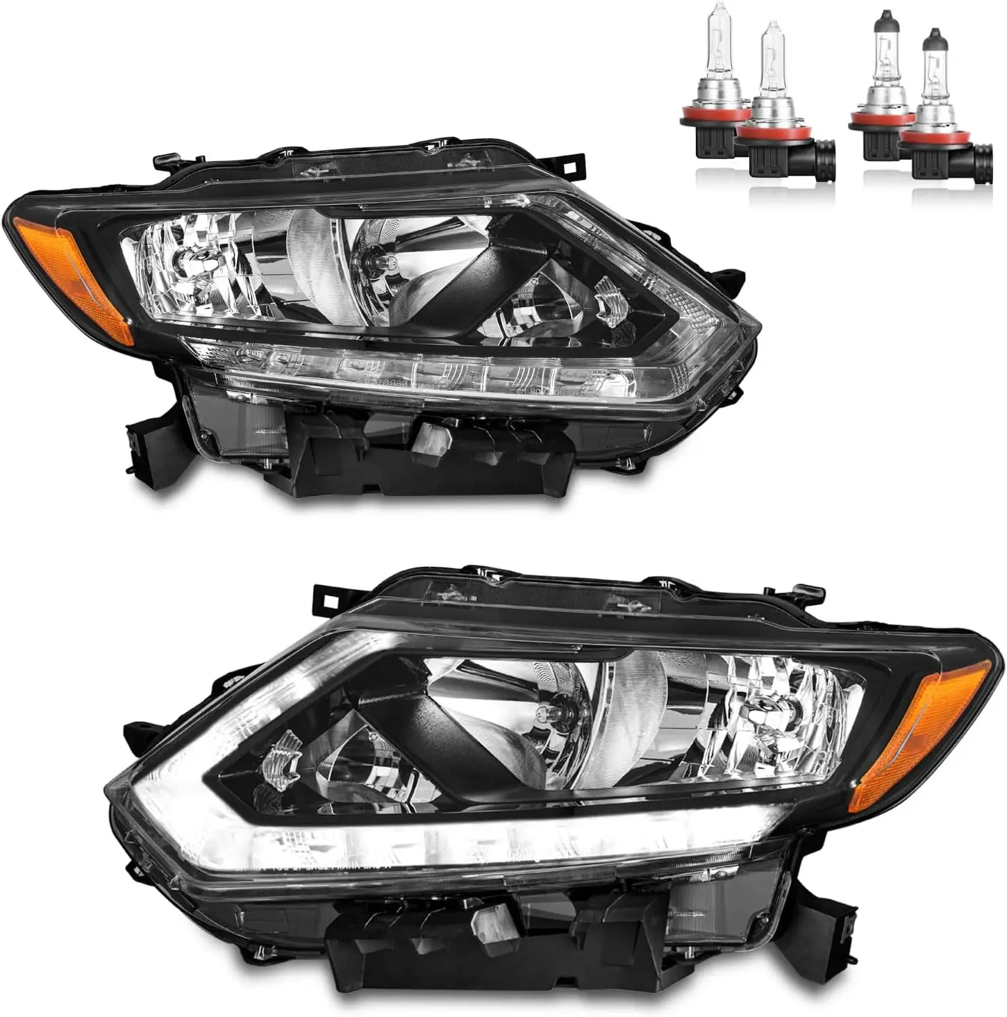 

Галогенные фары в сборе со светодиодной лентой DRL для замены фар Rogue 2014 2015 2016, со стороны водителя и пассажира (БЕЗ ПРОЕКТИВ