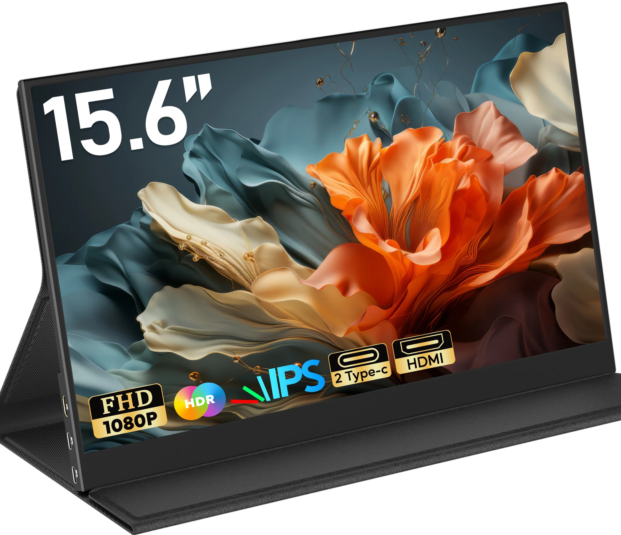 Amoudo 15.6 Inch Portable Monitor 1920x1080P extends Display IPS LCD Panel Penhole Stand VESA USBC Mini HDMI Mobile Display