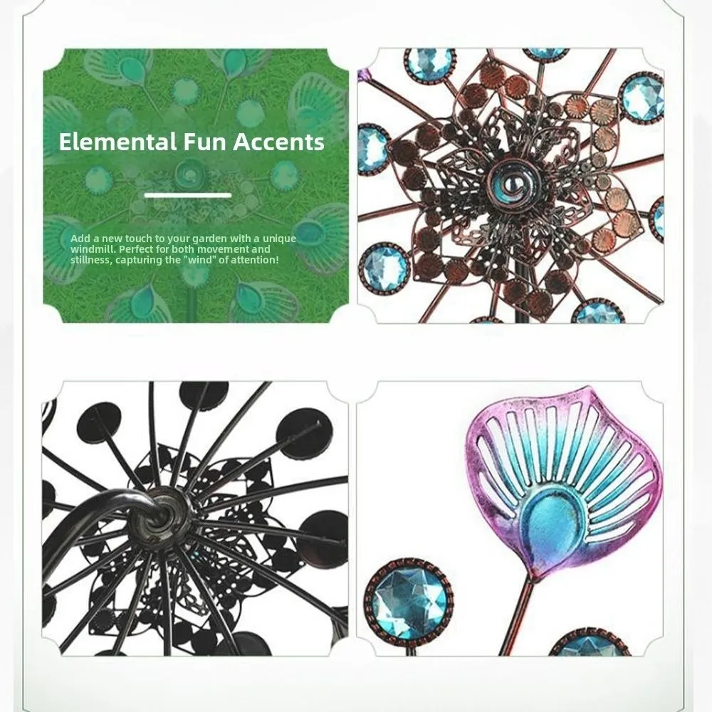 

Landscape Art Decoration Rotating Wind Collectors Rotator Removable Iron Art Windmill Spinner Durable Gardening Plug Patio