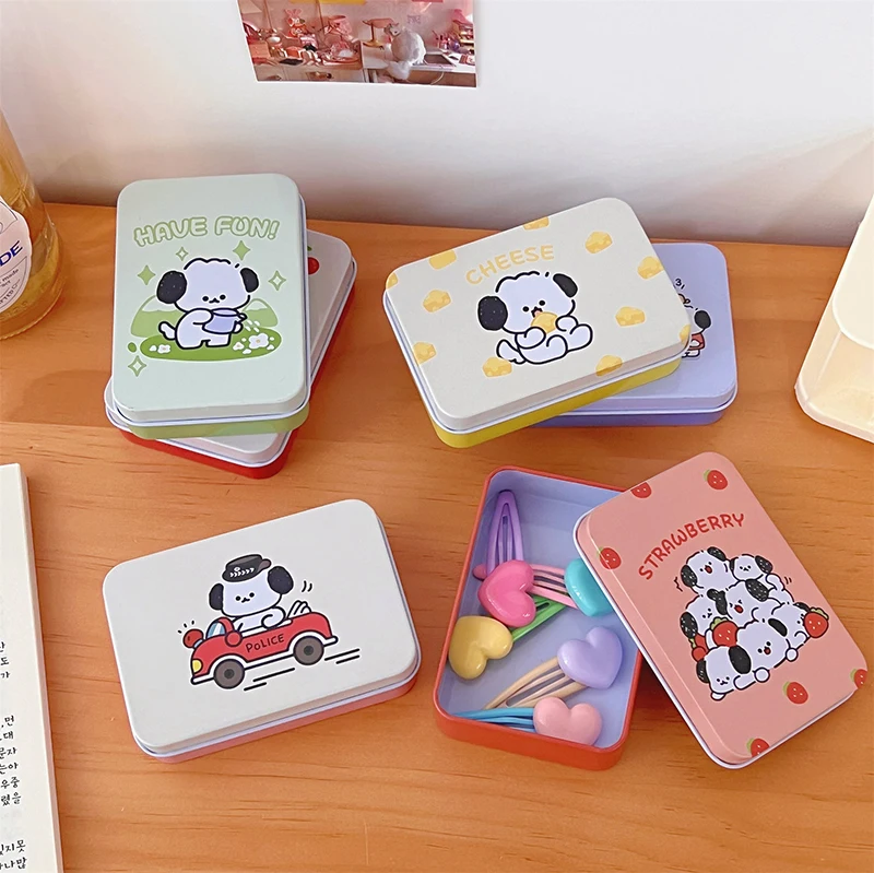 Cute Dog Office Desk Accessorie Box Idol Photocard Holdercard Organizer Photo Card Iron Crafts Jewelry Storage Box