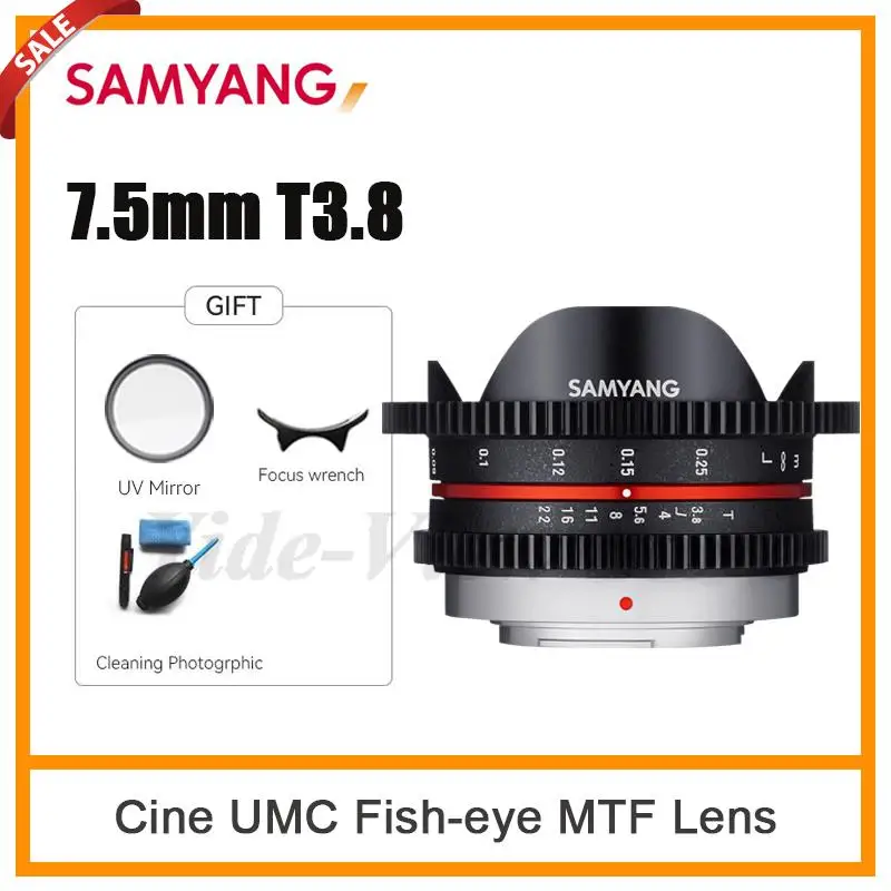 

Samyang 7.5mm T3.8 UMC Fish-eye Cine Lens For For Olympus Panasonic Lumix M43 Mount Camera GH5 G9 G5 GX7 GX8 E-M5 EPM2 PEN-F GM1