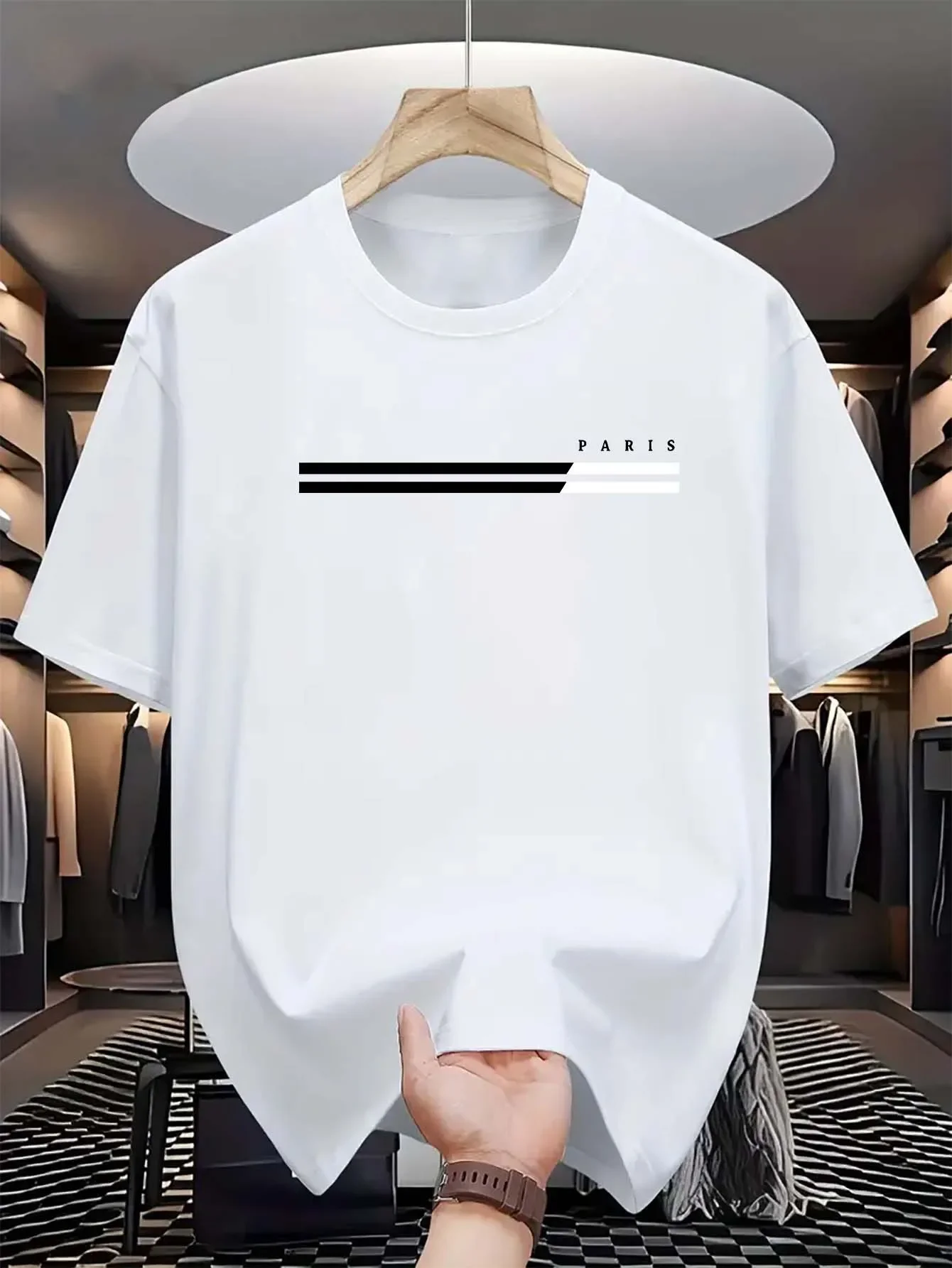 

100% Pure Cotton Summer Loose Short-sleeved PARIS Letter Print Casual, Comfortable and High-quality Short-sleeved T-shirt for Me