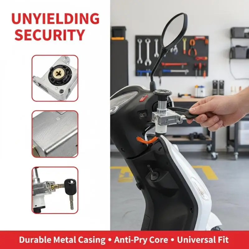 Electric Vehicle Power Lock Switch Motorcycle Seat Cushion Secure Key Lock for Scooter Anti Theft