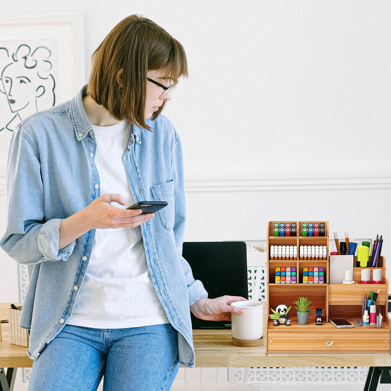 

Стильный многофункциональный органайзер для карандашей и канцелярских принадлежностей с разделителями, большой вместимости, для дома и офиса