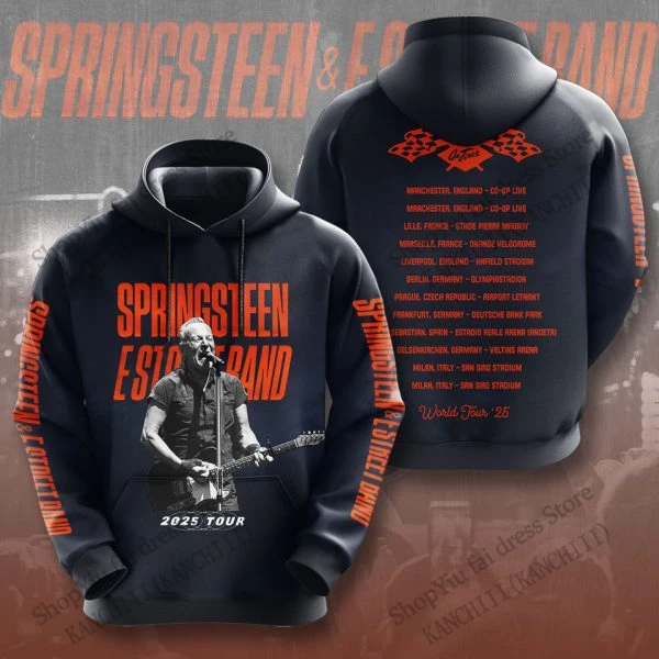 브루스 스프링스틴 밴드 3d 프린트 후드 남성 여성 패션 오버 사이즈 후드 티 셔츠 락 코트 여성 스웨트 인기 의류 남자