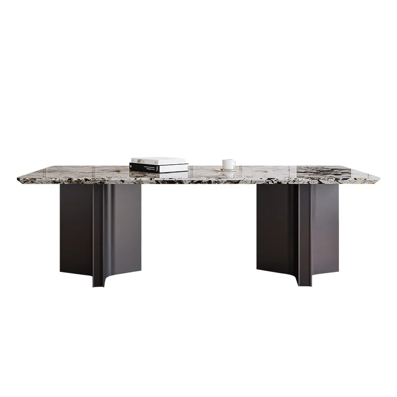 

New luxury stone dining table natural luxury stone ten rectangular table and chair combination