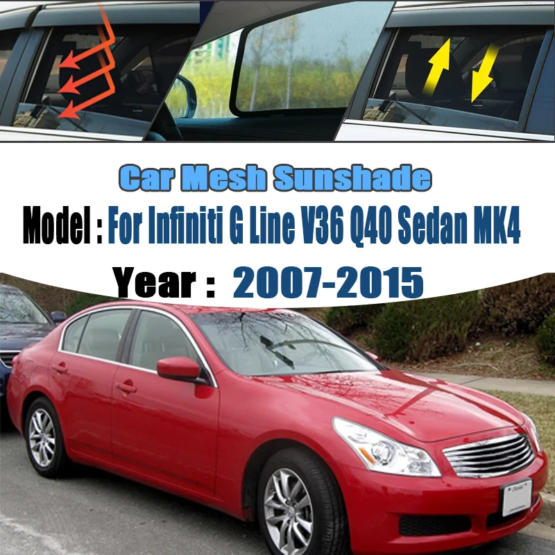 Car Mesh Sunshades For Infiniti G Line V36 Q40 Sedan MK4 2007 2008~2015 Nissan Skyline Window Sun Visor Magnetic Privacy Curtain