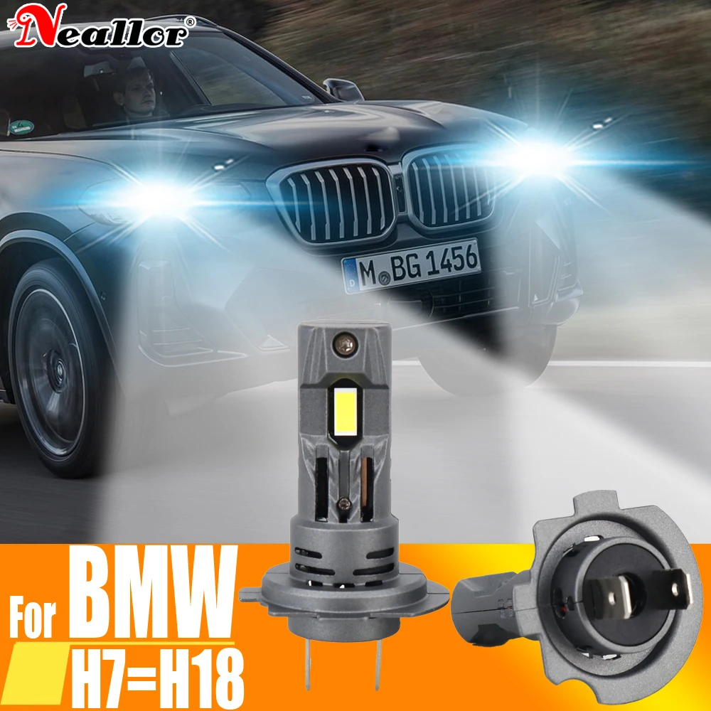 Faro Led Canbus H7 sin Error, Bombilla de xenón de alta potencia de 12V, 55W, 6000K, lámparas de diodo Turbo blancas para BMW E30, F11, E61, F31, X3, F25, E83