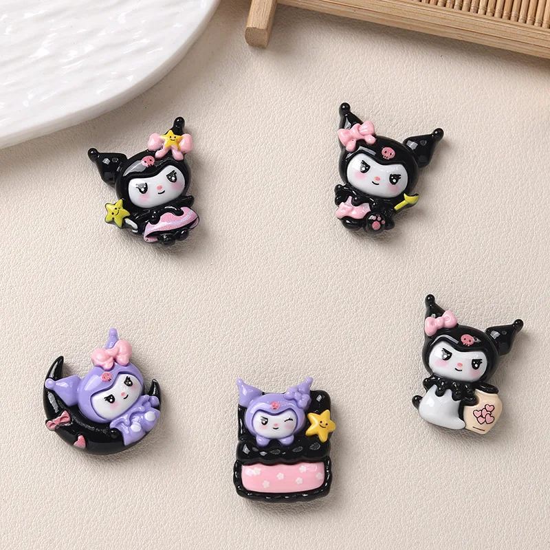 10Pcs New Mini Kawaii Cartoon Good night animal  Series Flat Bottom Scrapbook  DIY Jewelry Making Hairwear Accessorie A32