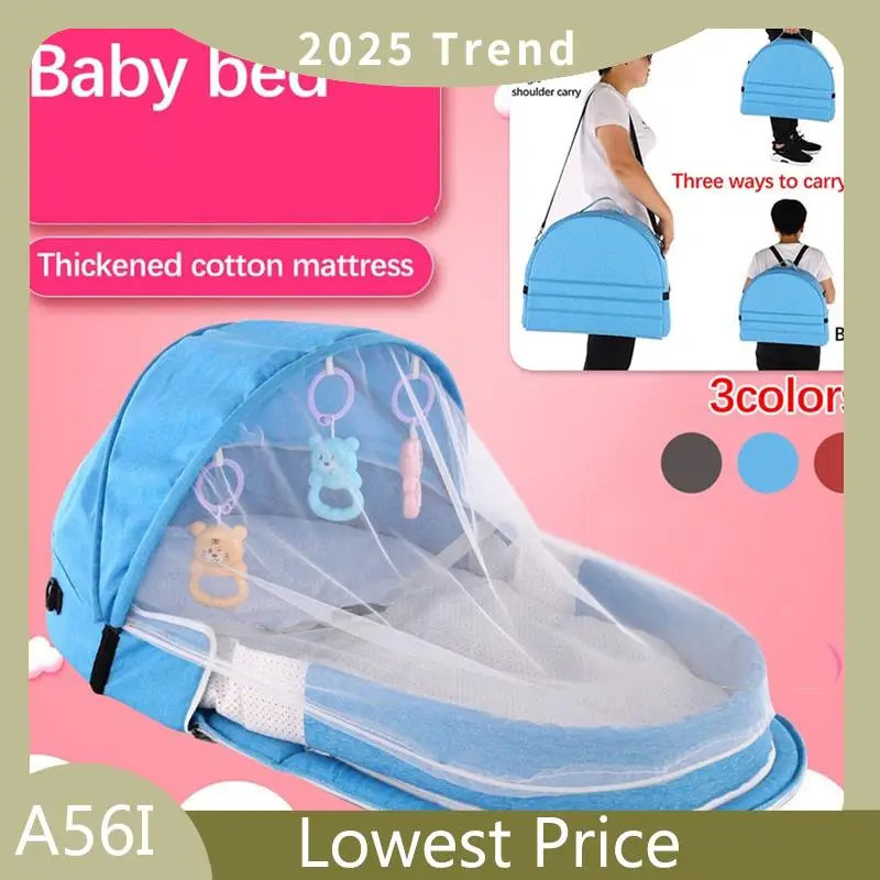 Especial para acampamento berço de bebê portátil com rede e toldo ninho dobrável cama de bebê para cama infantil berço para bebê cinza
