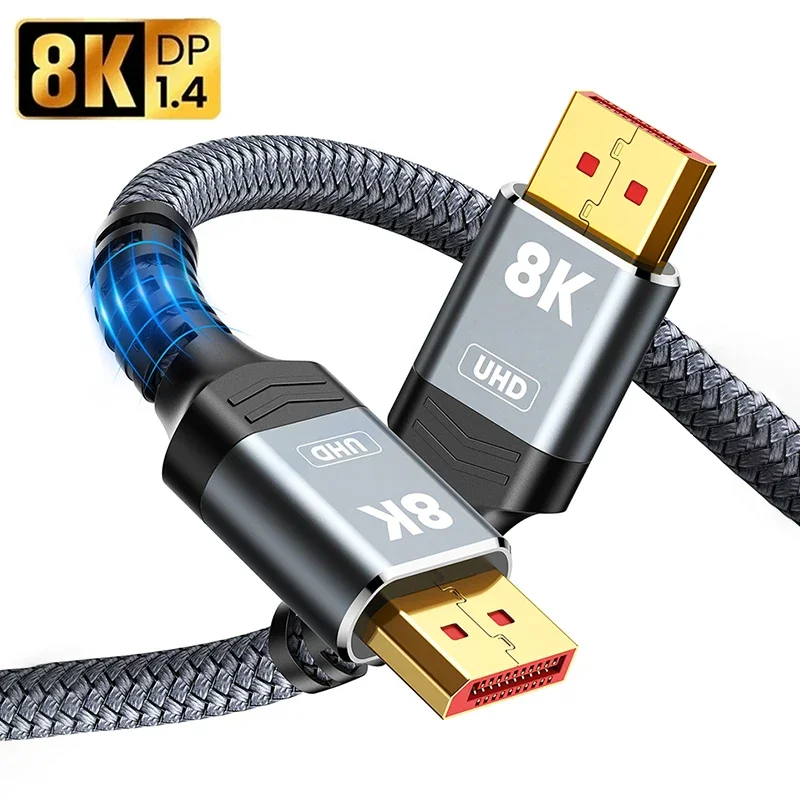 8K Displayport 1.4 Cable DP 2.0 165Hz Video Audio Cable For PC Laptops TV Box Projector PS4 Monitor Video Game Display Port Cord