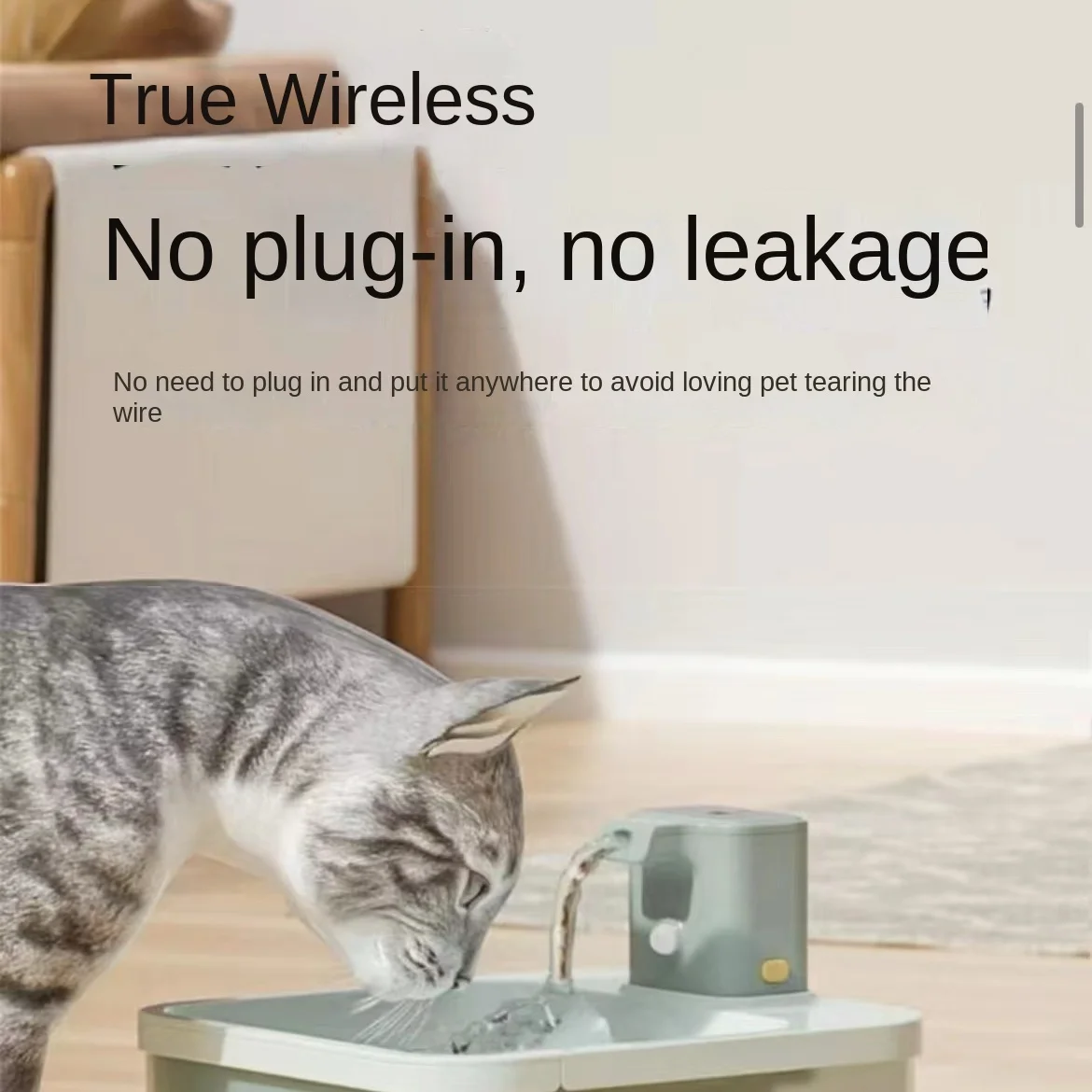 2.5L Wireless Pet Cat Water Fountain Battery Operated Automatic   Drinker with Motion Sensor Smart Dog  Dispenser