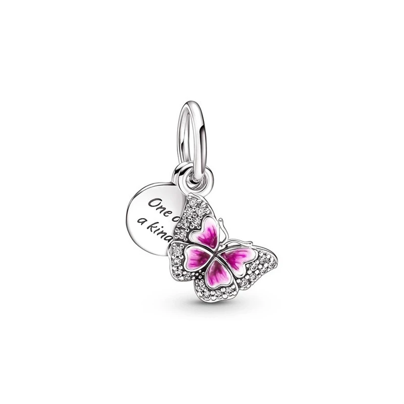 New Sparkling Pink Butterfly，Cheerful Goldfish Dangle Charm Bead Fit Original European 925 Sterling Silver Bracelet Jewelry Gift