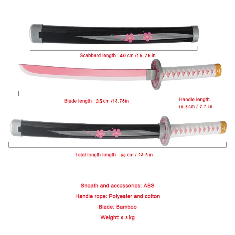 Anime Cosplay Katana Requisiten 60 cm/23,6 "Katana Giyuu Blau Sanemi Kyoujurou Spielzeug Schwerter Anime Hobby Sammlerstücke