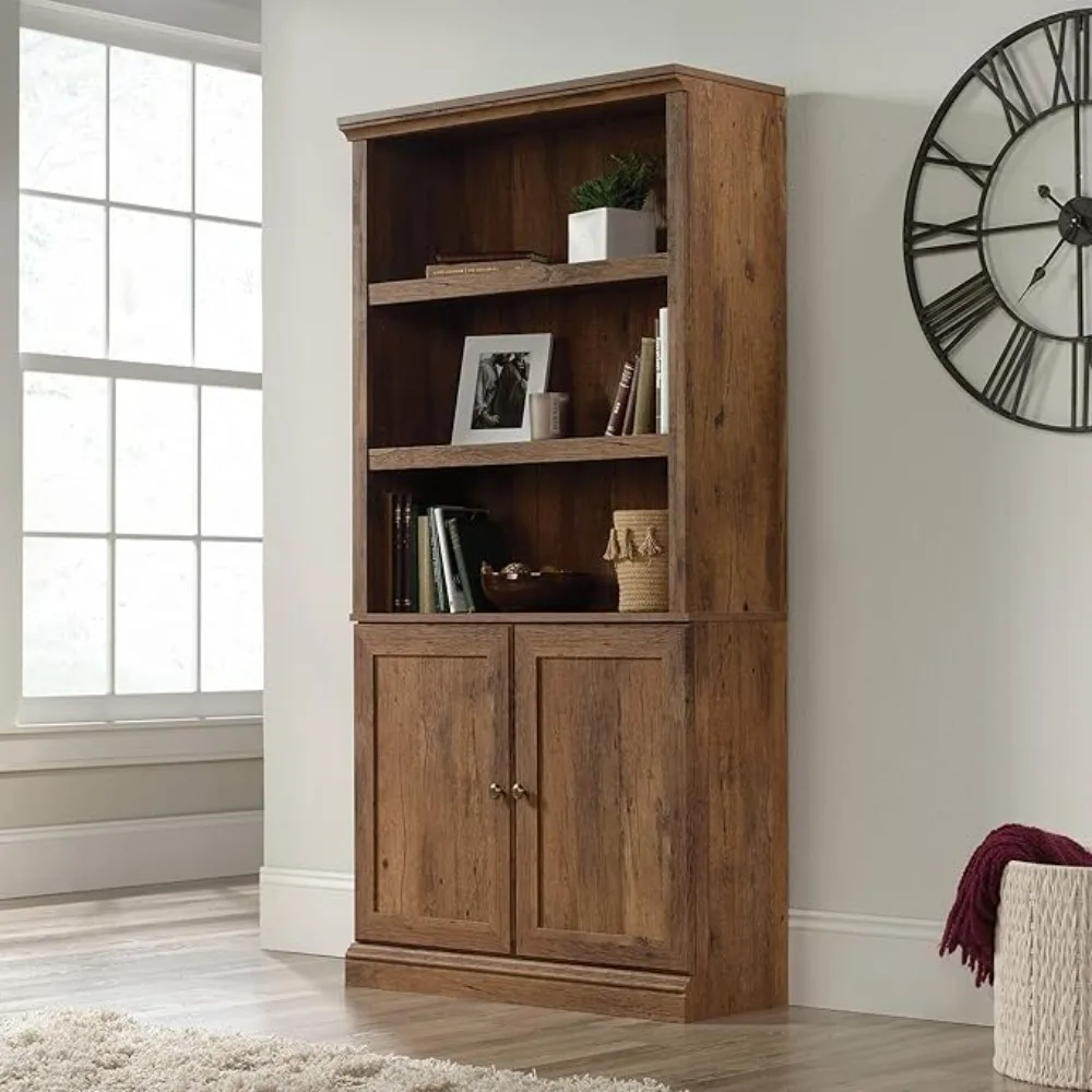 

Select Book Shelf, Bookshelf with Storage, Library Bookcase with Doors and Adjustable Shelves, in Vintage Oak
