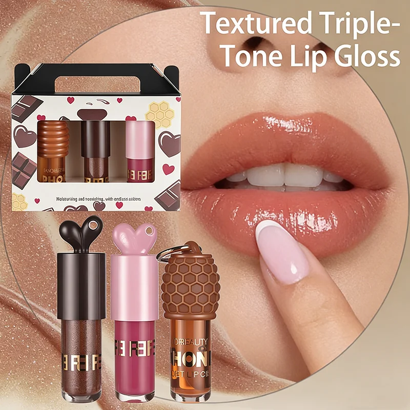 مجموعة العناية بالشفاه بالعسل، تفتيح يقلل من خطوط الشفاه، ترطيب يدوم طويلاً، زيت شفاه لطيف صغير لؤلؤي لامع للعناية بالشفاه #1