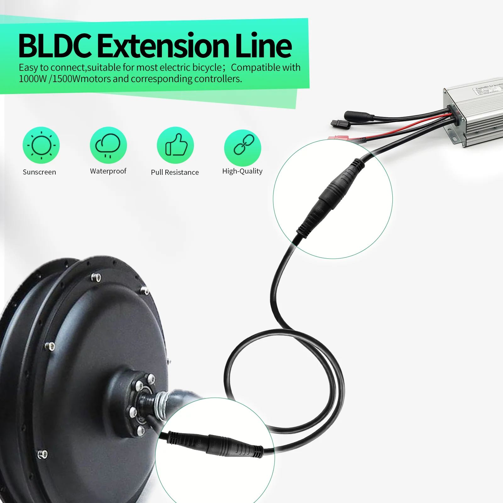Hub Motor Extension Cable Conversion Cable Julet 9Pin 60cm  for Electric Bicycle Accessories Ebike