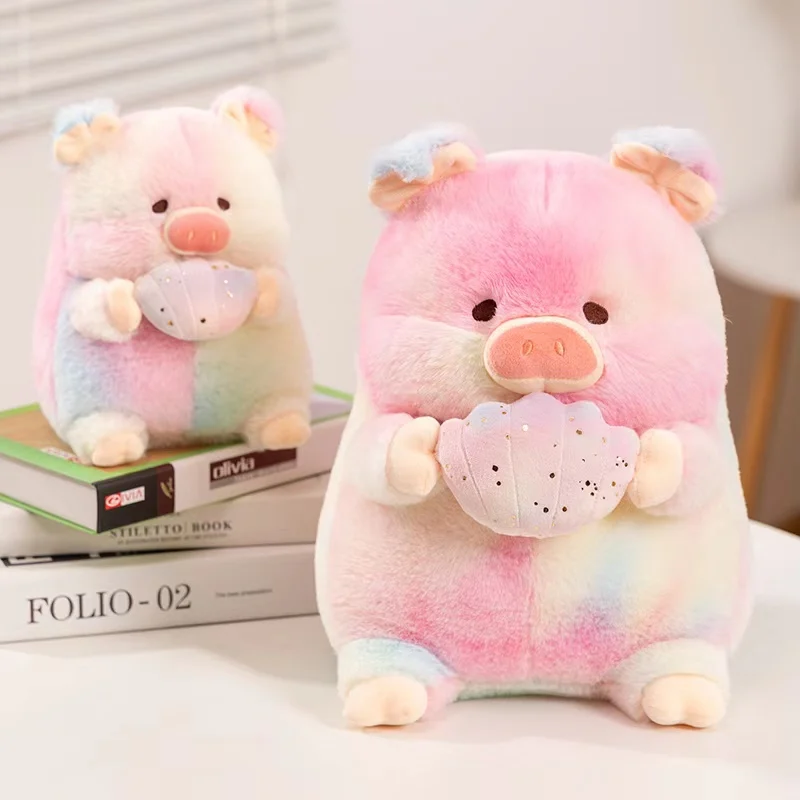 Kawai pink angel pig backpack pig rainbow pig shell hamburger vegetable love plush toy cute birthday pig doll gift for girls