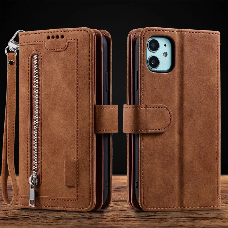 Etui z klapką do Xiaomi 15T 17T Pro 5G, skórzane etui-portfel z zamkiem błyskawicznym na 9 kart, luksusowe etui na Poco X7 M8 X8 Pro Max, pokrowiec Mi X7 X 7 15T — zdjęcie produktu 2