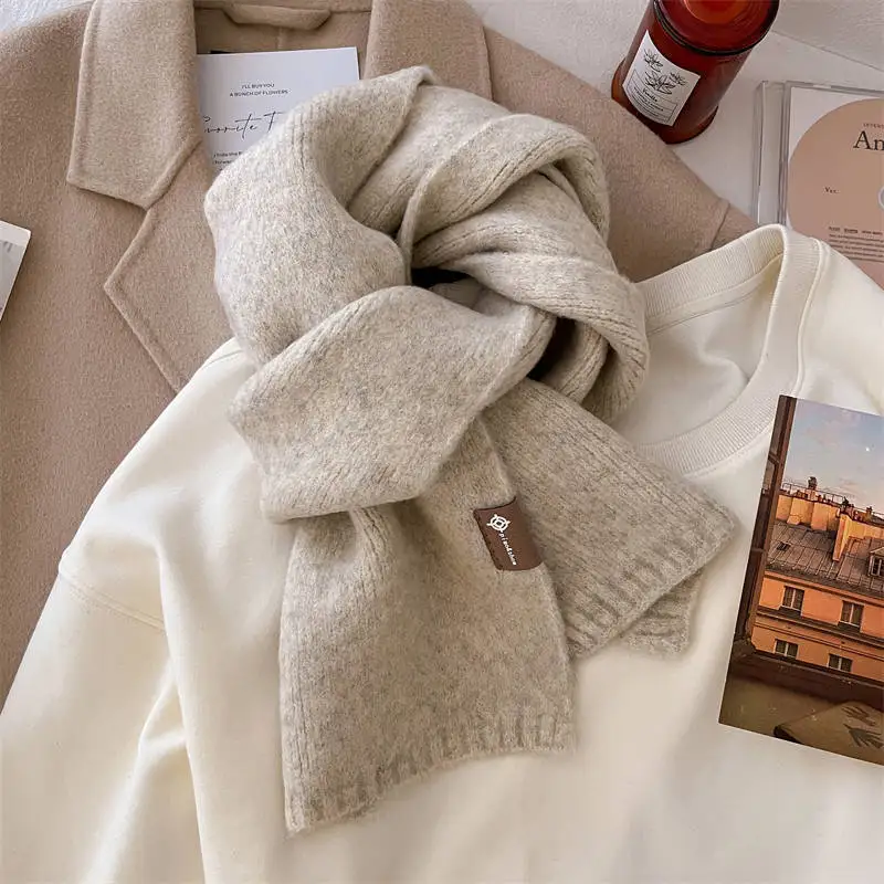 Wool Winter Scarf Women Fashion Popular Knitted Warm Scarf Female Shawl Girl Crochet Scarves Men Couple Soft Scarf