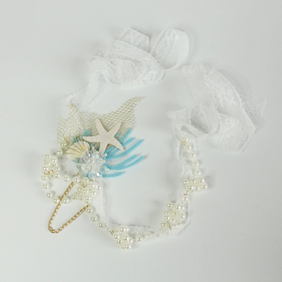 Halloween mermaid hair accessories Starfish artificial crystal shell coral party seaside decorations