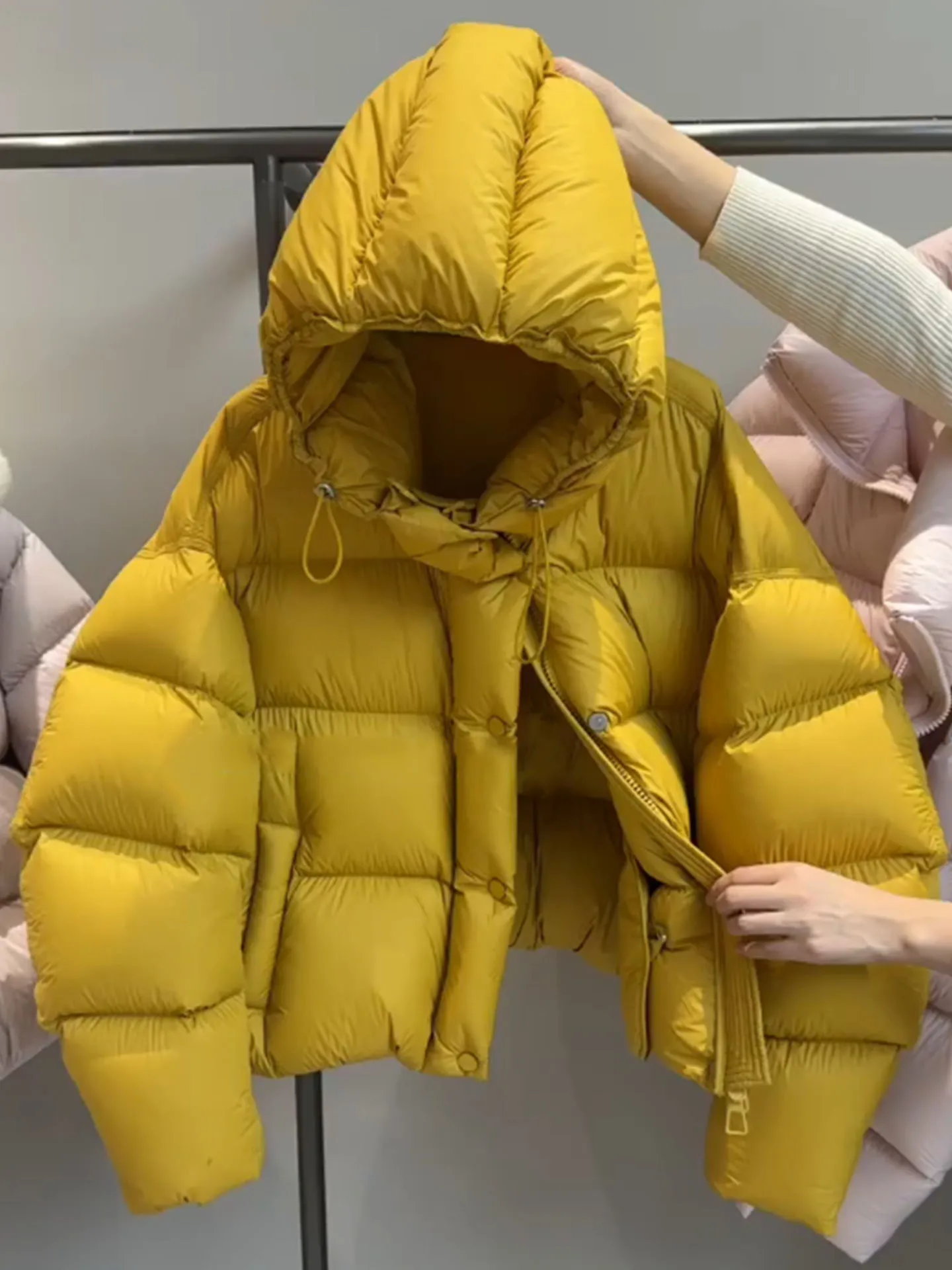 

Puff Yellow ort Women's down Jaet 2025 New Winter Thiened High Waist Bunting Korean Sle Commute Faion Polyester Fiber