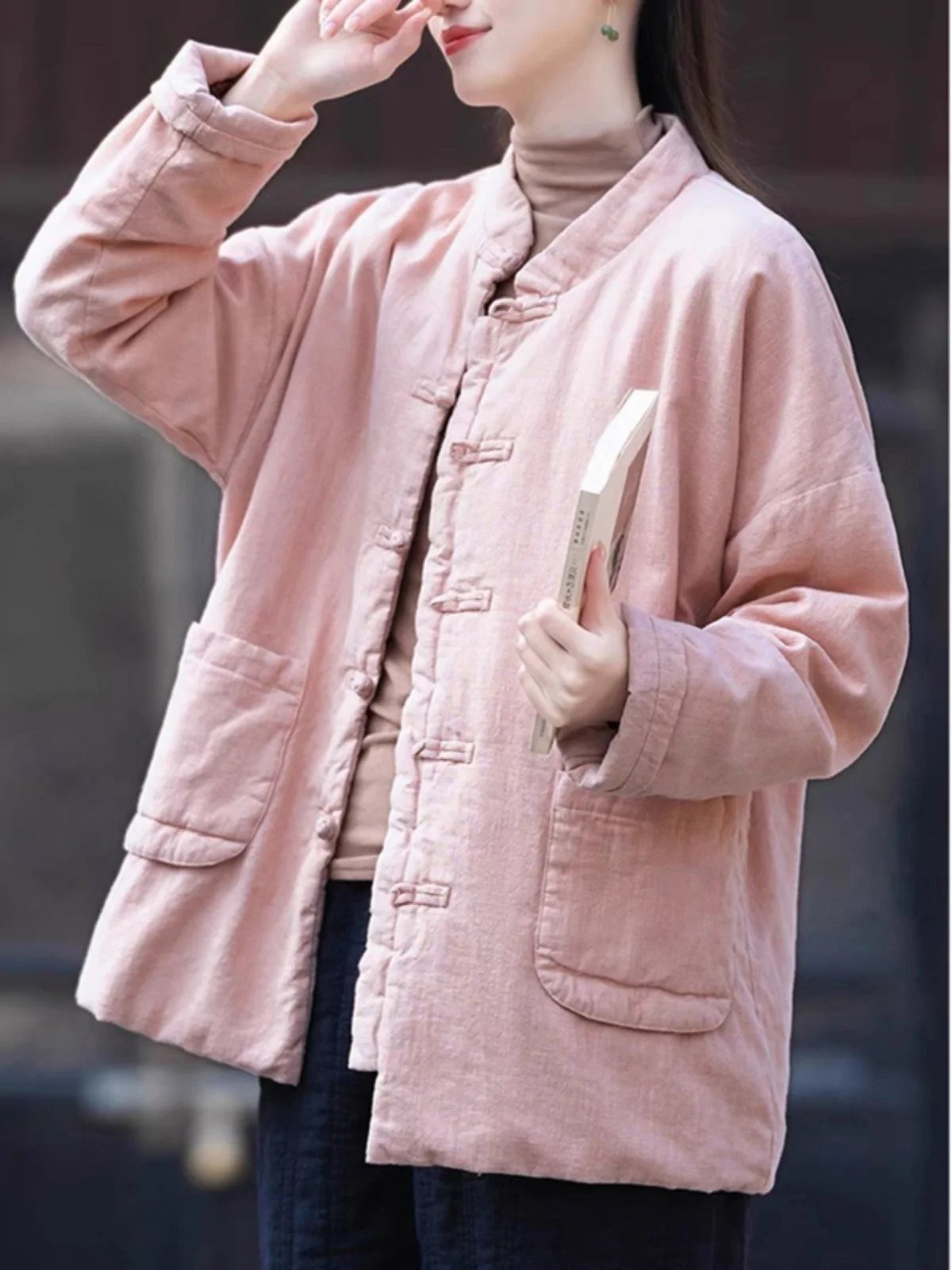 

New Chinese Sle ort Thiened Cotton Jaet Women's Winter Pure Color Buttoned Coat Mom Zen Sle Inner Cotton Vest