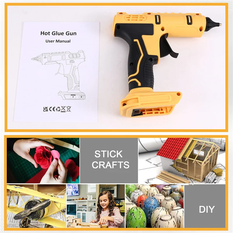 

A03F-Hot Glue Gun 100W Household DIY Repair Tool Rechargeable Electric Heat Temperature Gun For 18V 20V Battery