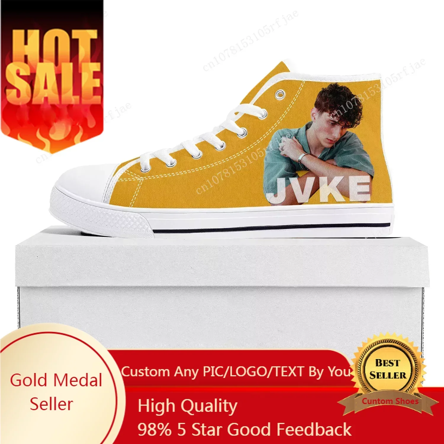 JVKE Popular Singer Pop Music High Top High Quality Sneakers Mens Womens Teenager Canvas Sneaker Casual Couple Shoes Custom Shoe