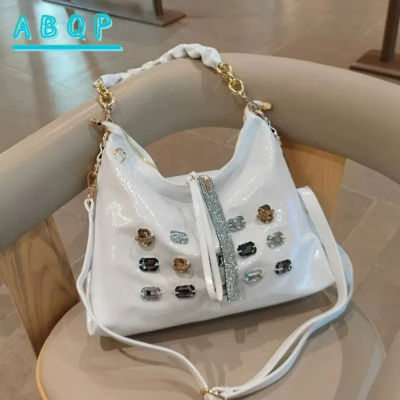 Women's Diamond-encrusted Handbags Luxury Brand Genuine Leather Diamond-encrusted Women's Shoulder Bags Fashionable Women's Bags