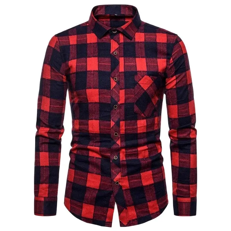 Mens Clothing Blouse Blue Gradient Striped Men Dress Shirt Tops Casual Business Plaid Print Long Sleeves Camisa Social Masculina