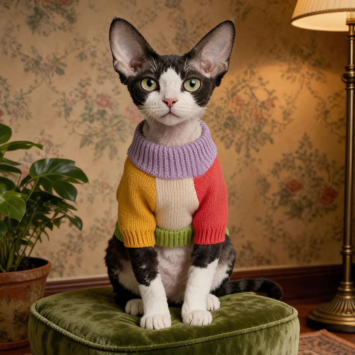 Autumn and Winter Pet Contrasting Color Striped Pet Knitted Sweater High Neck Warm Top Dog Clothes for Small Dogs