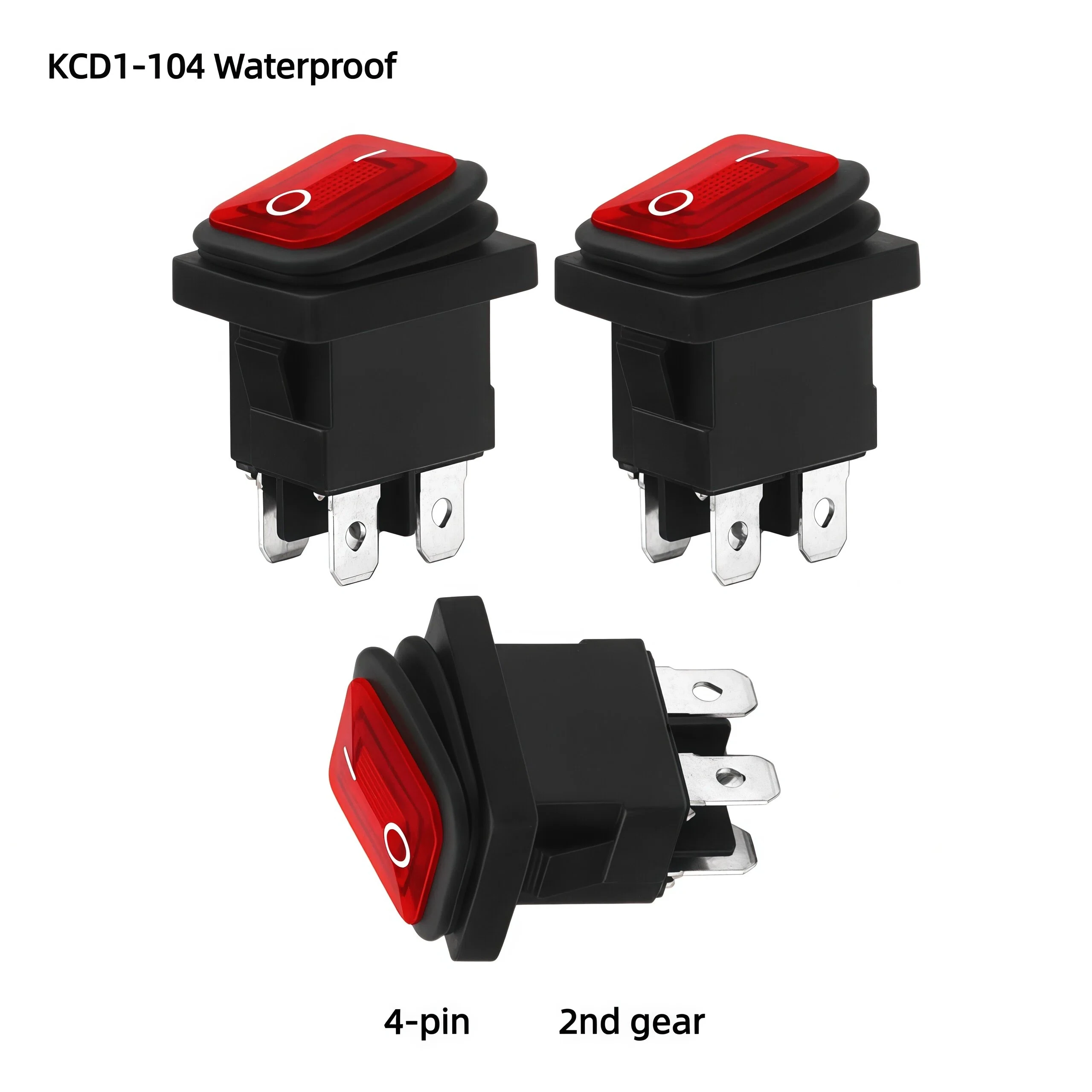 KCD1 4-Pin مستطيلة الروك مقاوم للماء الروك التبديل عالية الحالي 6A الطاقة الروك التبديل مع IP65 220 فولت الضوء الأحمر والأخضر