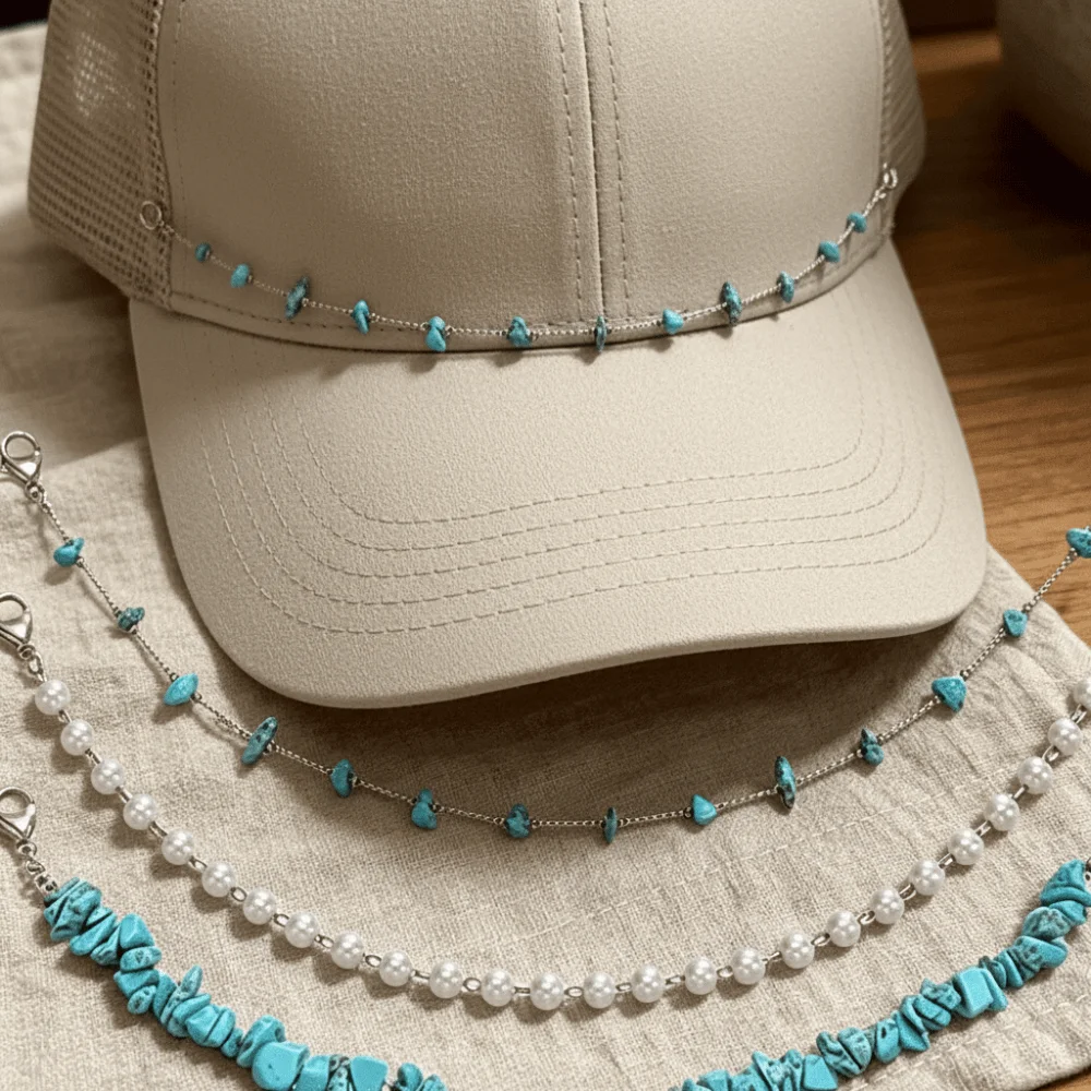 3pcs/Set Fashionable Items Detachable Cap Charms Alloy Pearl DIY Hat Chain Link Leaves Stainless Steel Rolo Chain Themed Events view 4