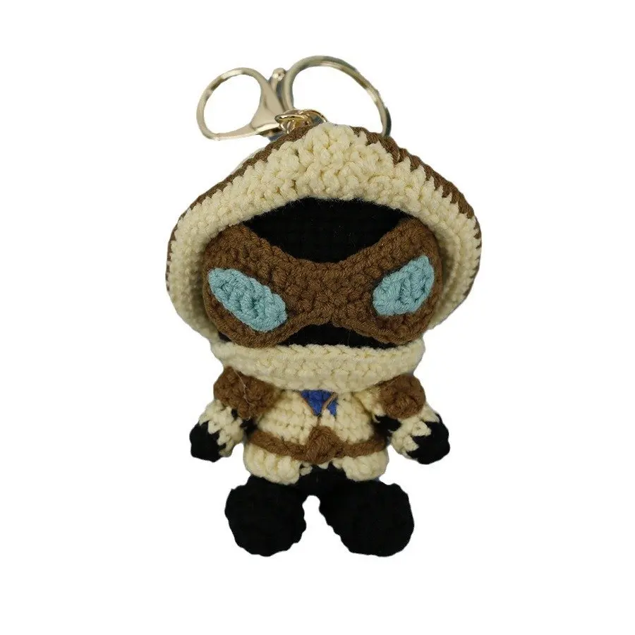Handmade Crochet Stuffed Key Chain kawaii Knitted Cartoon Warrior Characters Doll Key Ring Pendant for Boys Schoolbag Keychain