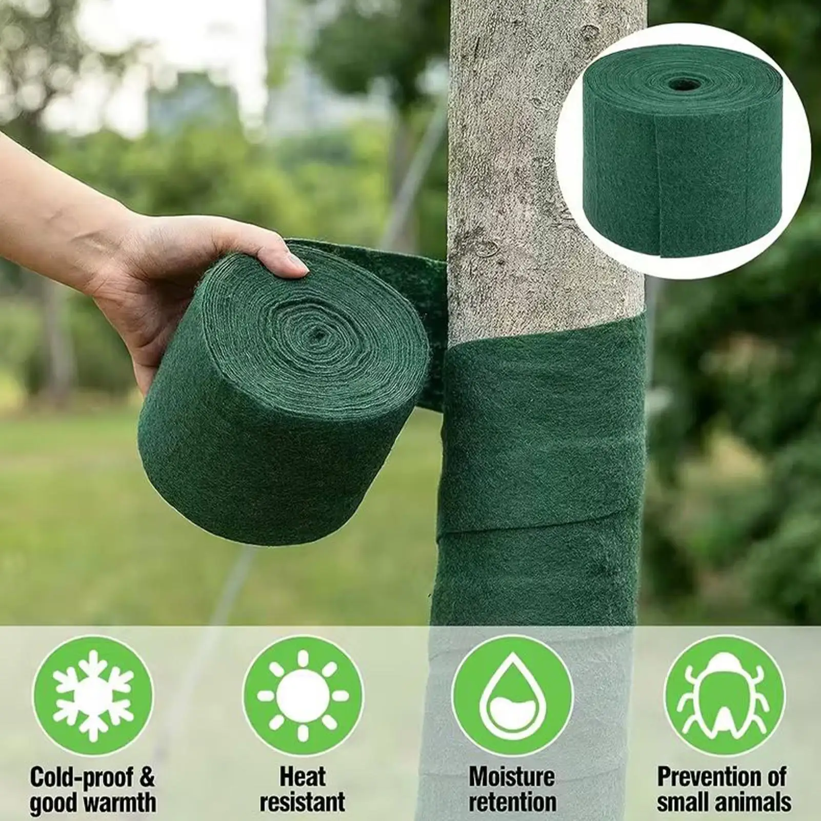 20m Tree Protection Tape Coldproof Green Plant Antifreeze Cover Keep Warm Moisture Retention Tree Trunk Protector Bandage